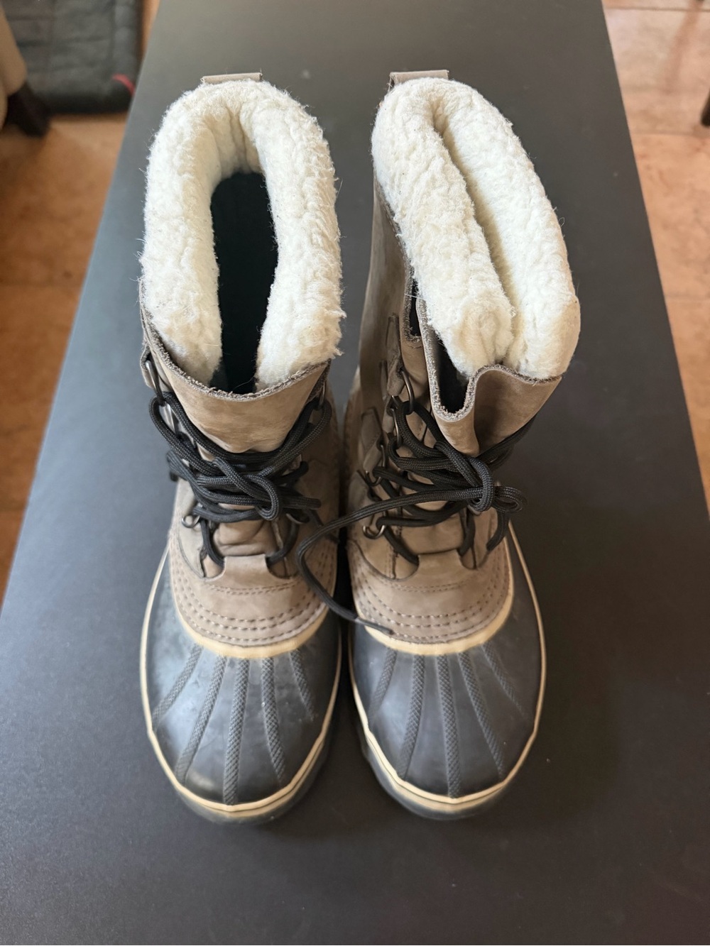 Sorel Two-Tone Brown and Black Lace-Up Winter Boots